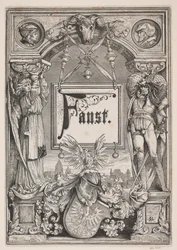 Titelsida och vinjett för en upplaga av "Faust", München 1884