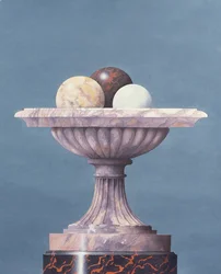 Marmorvas, vita svarta och gula marmorkulor