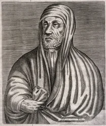 Porträtt av Abu Ali al-Husain ibn Abdallah ibn Sina kallad Avicenna (gravyr)