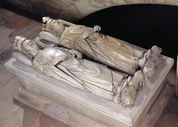 Bilder av Philippe VI (1293-1350) de Valois och Jean II (1319-64) Le Bon (marmor)