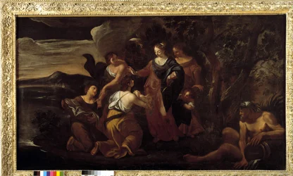 Bibeln: Moses räddar vatten (olja på duk)