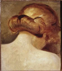 Nacken på en blond kvinna med hårknut. 1928, Paris. Georges Pompidous nationella centrum för konst och kultur