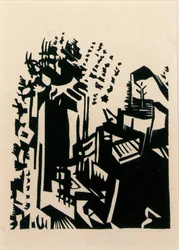 Fiskare, ca 1940 (träsnitt)