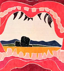 Pantagruels mun, illustration från en begränsad upplaga av "Pantagruel" av Francois Rabelais (1494-1553)