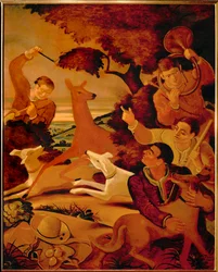 Staghunt, ca 1935 (olja på duk)