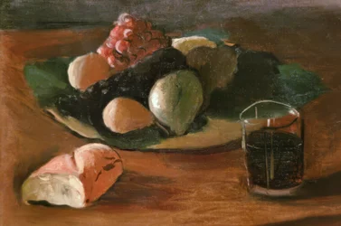 Stilleben med ett glas vin