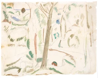Utan titel (studie till The Turning Road), ca 1906 (grafit  akvarell på papper)