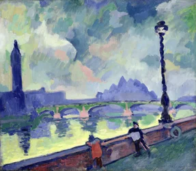 Vy över Themsen vid Westminster Bridge, ca 1905-06