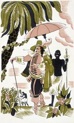 Pirat som illustrerar "Fem sagor" av den franske författaren Pierre Mac Orlan (1882 - 1970) redigerad 1932 (gravyr)