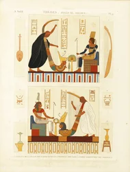Målningar av två harpar i farao Ramses III:s grav i Konungarnas dal. Från D