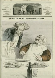 I ångerpalatset, karikatyr av republikens president Adolphe Thiers (1797-1877). Omslag i "" L