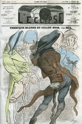 Karikatyr „Blond peruk och svart krage“. Omslag i „L
