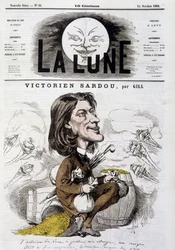 Tecknad film av viktorianska Sardou av Gill - Omslag till Månen den 14/10/1866.