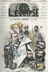 Skapandet av ""La Petite Presse"", med Jannin, Delsaux, Hermant, Hemery, De Balathier, Bragelonne, Dumas, Ponson du Terrail, Jean du Boys, Revillon och Coste. Omslag i "" The Eclipse"" av Gill, 9 februari