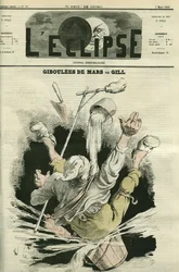 Giboulees de mars, illustration av en man som faller i en hink. Omslag i "" L