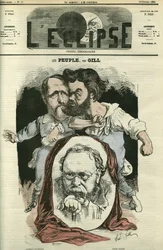 Folken, med Clément Duvernois (1836-1879), Pierre-Joseph Proudhon (1809-1865) och Jules Vallès (1832-1885), författare och politiker. Omslag i ”L