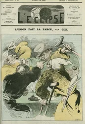 Lunion gör farsen”, karikatyr av de politiska tidningarna “L