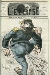 Ny påfågel, karikatyr av Vilhelm I (1797-1888), vinnare av fransk-preussiska kriget. Omslag i ”L
