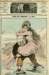 Porträtt av Adolphe Thiers (1797-1877), fransk historiker och politiker, representerad i "Paul et Virginie" (Republiken). Omslag i "" L