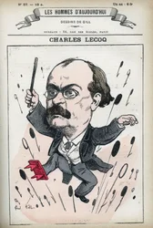 Porträtt av Alexandre Charles Lecocq (1832-1918), fransk kompositör. Karikatyr av Gill, Paris.