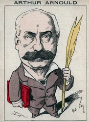 Porträtt av Arthur Arnould (1833-1895), en fransk journalist och politiker, han deltog aktivt i Paris Commune - Cartoon av Andre Gill i "Les Hommes d