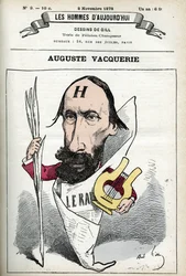 Porträtt av Auguste Vacquerie (1819-1895), fransk poet, dramatiker och journalist. Tecknad av Gill, Paris.