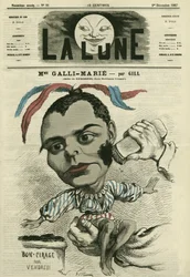 Porträtt av Celestine Galli-Marie (Galli Marie) (1840-1905), fransk sångerska för Opera-Comique. Tecknad av Gill, i "La Lune", 1 december