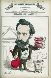 Porträtt av Charles Lauth (1836-1913), en fransk kemist, han var chef för Ecole Superieur de Physique et de Chemistry Industrielles (ESPCI) i Paris. Tecknad av Gill, Paris.