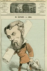 Porträtt av Charles Savary (1845-89), en fransk politiker och affärsman, han var också journalist i Kanada. Omslag i "" L