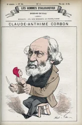 Porträtt av Claude Anthime Corbon (1808-1891), fransk senator. Tecknad av Gill i "The Men of Today".