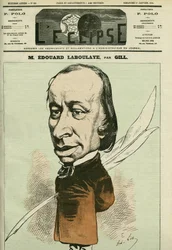 Porträtt av Edouard Rene de Laboulaye (1811-1883), fransk jurist, poet och politiker, han var också uppfinnaren av Statuede la Liberte. Omslag i "" L