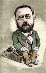 Porträtt av Emile Zola (1840-1902) fransk författare. Tecknad film av Andre Gill för den illustrerande världen.