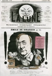 Porträtt av Emile de Girardin (1806-1881), fransk journalist. Tecknad av Gill, i "The Moon", 11 november