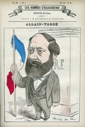 Porträtt av Francois Allain-Targe Allain Targe (1832-1902), en fransk advokat, magistrat, journalist och politiker, han var inrikesminister och finansminister i Gambettas kabinett. Tecknad av Gill, Paris.
