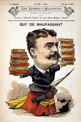 Porträtt av Guy de Maupassant - av Gill, i ”Les Hommes d