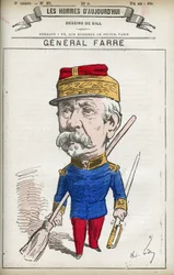 Porträtt av Jean Joseph Frederic Albert Farre (1816-1887), en fransk soldat, han utnämndes till general 1870 och krigsminister. Tecknad av Gill, Paris.