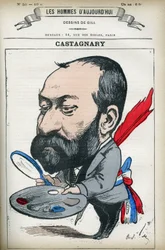 Porträtt av Jules Castagnary (1830-1888), fransk politiker, advokat, journalist, amatör och konstkritiker. Tecknad av Gill, Paris.