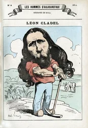 Porträtt av Leon Cladel (1835-1892), fransk man av bokstaven. Karikatyr av Gill, Paris.
