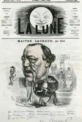 Porträtt av Maitre Charles Lachaud (1817-1882), fransk advokat. Tecknad av Gill, i "" The Moon", 23 december