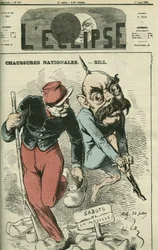 Nationella skor, Otto von Bismarck (1815-1898) byter sina stövlar mot träskorna från Mosel. Omslag i "L