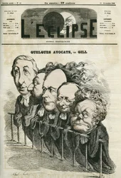 Några advokater, Emmanuel Arago (1812-1896), Leon Gambetta (1838-1882), Jules Grevy (1807-1891), Laurier och Adolphe Cremieux (1796-1880). Omslag i "" L