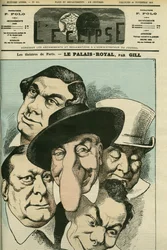 Teatern "" Le Palais royal"" med Geoffroy, Jules Brasseur (1829-1890), Hyacinthe, Lassouche och Lheritier, franska skådespelare. Omslag i "" L
