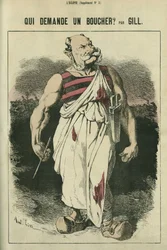 Vem ber om en slaktare, karikatyr av William I av Tyskland (1797-1888), vinnare av kriget 1870. i "" L