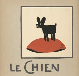 "Le Chien" - barnillustration av en svart hund