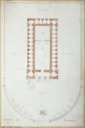 Plan över Salomos tempel i Jerusalem, mitten av 1800-talet (bläck och wc på papper)