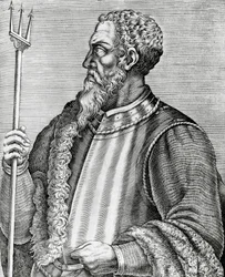 Porträtt av Andrea Doria (1466-1560), italiensk amiral och politiker, gravyr från The Real Portraits and Lives of Illustrious Men