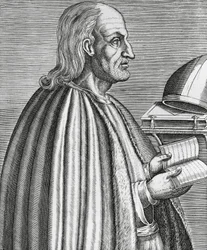 Porträtt av Anselm av Canterbury även känd som Anselm av Aosta (1033-1109), helgon, teolog och kyrkans doktor, ärkebiskop av Canterbury, gravyr från 1584 av Andre Thevet (1502-1590)