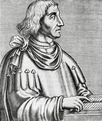 Porträtt av Philippes de Commines (cirka 1445-cirka 1512), historiker och diplomat, gravyr från The True Portraits and Lives of Illustrious Men