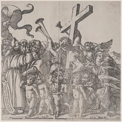 Avsnitt D: änglar som låter trumpeter etc, från The Triumph of Christ, 1836.