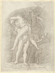 Hercules och Antaeus Den oövervinnelige guden Hercules (titel på objekt)